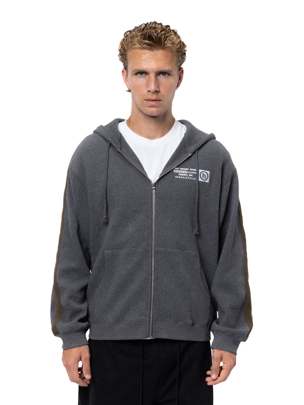 Waffle Knit Zip Hoodie