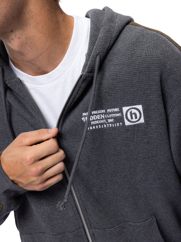 Waffle Knit Zip Hoodie