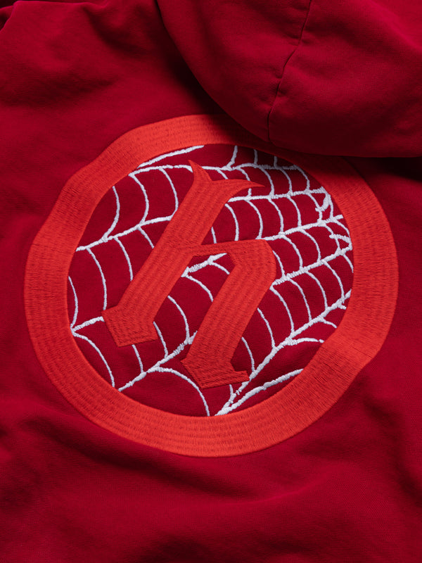 100,000 Stitch Embroidered Spider Logo Zip Hoodie