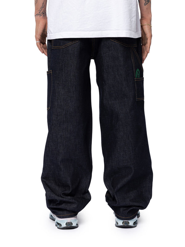 Buckle Back Raw Denim
