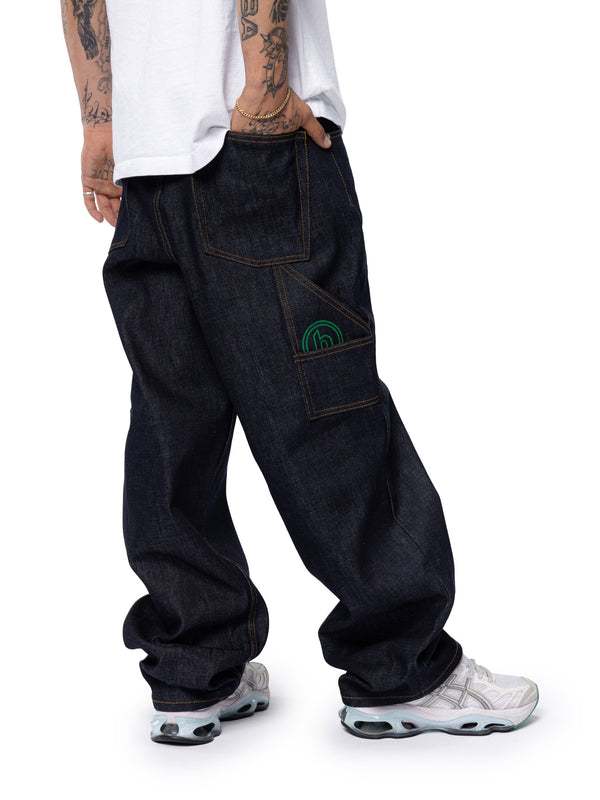 Buckle Back Raw Denim