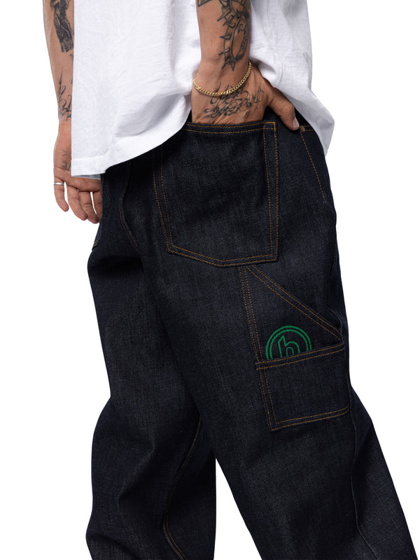 Buckle Back Raw Denim