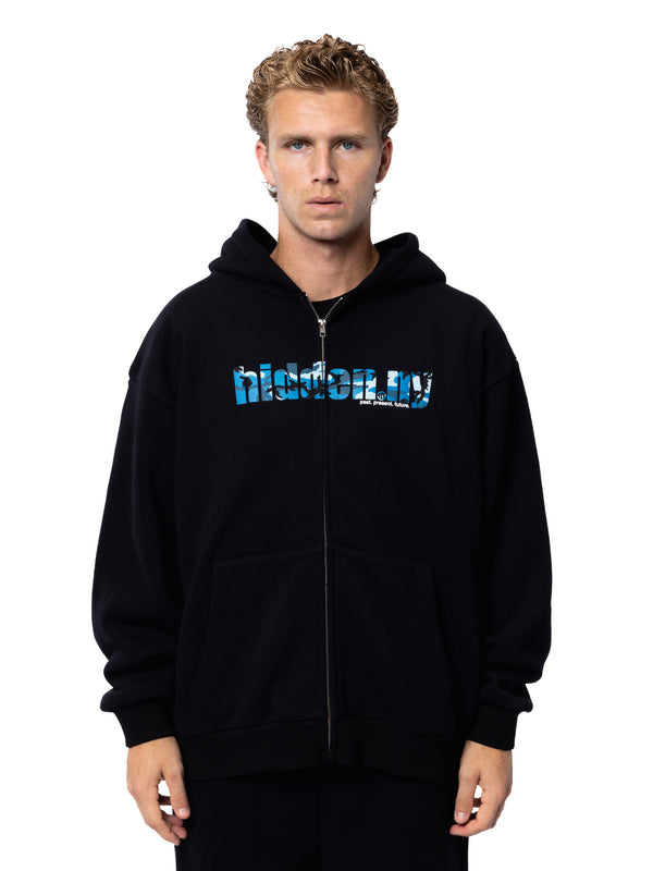 Camo Spellout Zip Hoodie