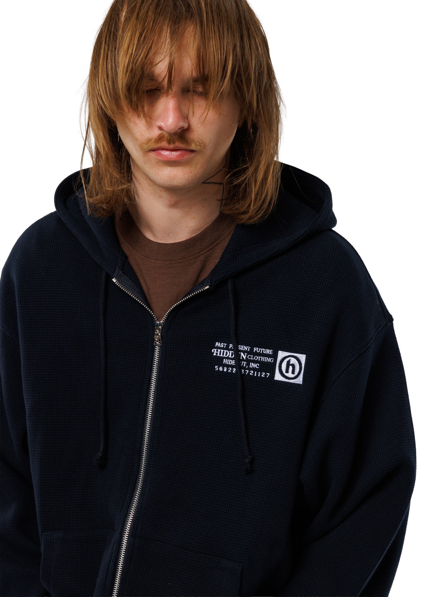 Waffle Knit Zip Hoodie