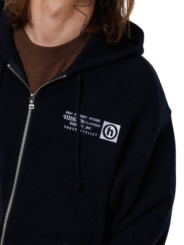 Waffle Knit Zip Hoodie
