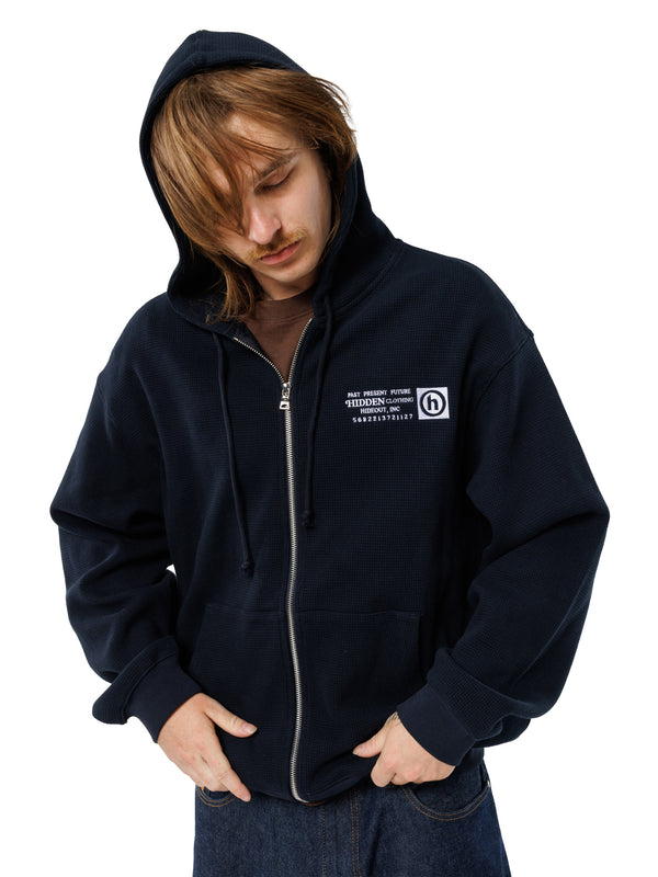 Waffle Knit Zip Hoodie