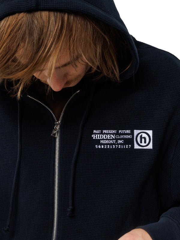 Waffle Knit Zip Hoodie
