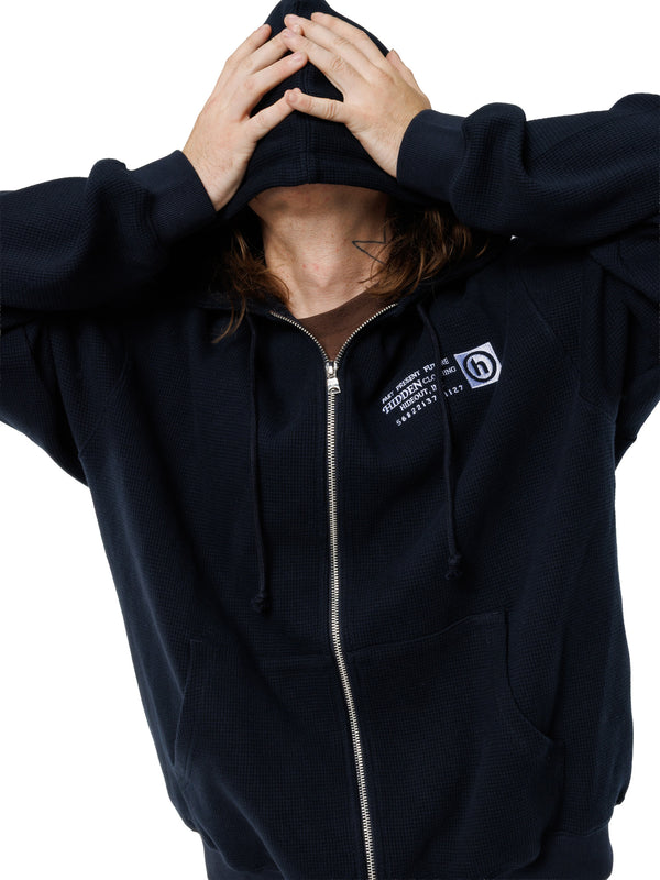 Waffle Knit Zip Hoodie
