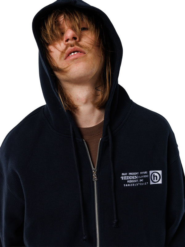 Waffle Knit Zip Hoodie